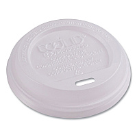 EcoLid Renewable/Compostable Hot Cup Lids, Fits 8 oz Hot Cups, Plastic, White, 50/Packs, 16 Packs/Carton (EPECOLID8)