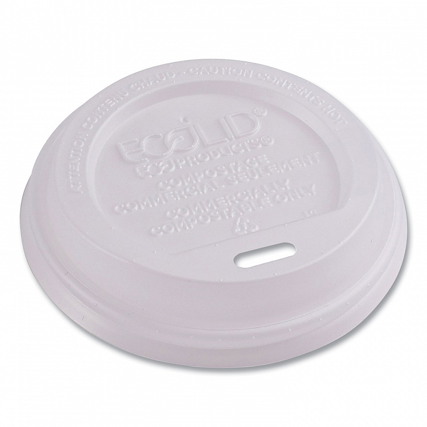 EcoLid Renewable/Compostable Hot Cup Lids, Fits 8 oz Hot Cups, Plastic, White, 50/Packs, 16 Packs/Carton (EPECOLID8)
