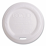 EcoLid Renewable/Compostable Hot Cup Lids, Fits 10 oz to 20 oz Hot Cups, Plastic, White, 50/Pack, 16 Packs/Carton (EPECOLIDW)