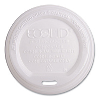 EcoLid Renewable/Compostable Hot Cup Lids, Fits 10 oz to 20 oz Hot Cups, Plastic, White, 50/Pack, 16 Packs/Carton (EPECOLIDW)