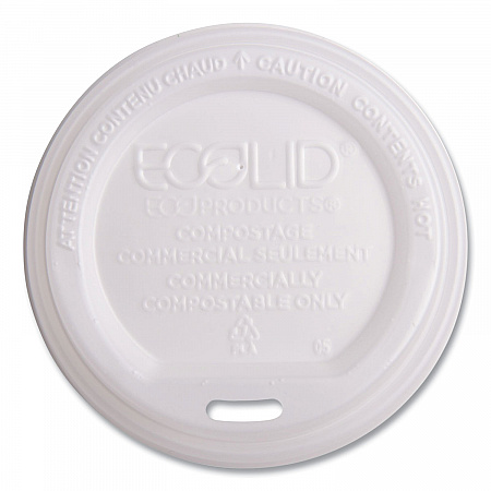 EcoLid Renewable/Compostable Hot Cup Lids, Fits 10 oz to 20 oz Hot Cups, Plastic, White, 50/Pack, 16 Packs/Carton (EPECOLIDW)