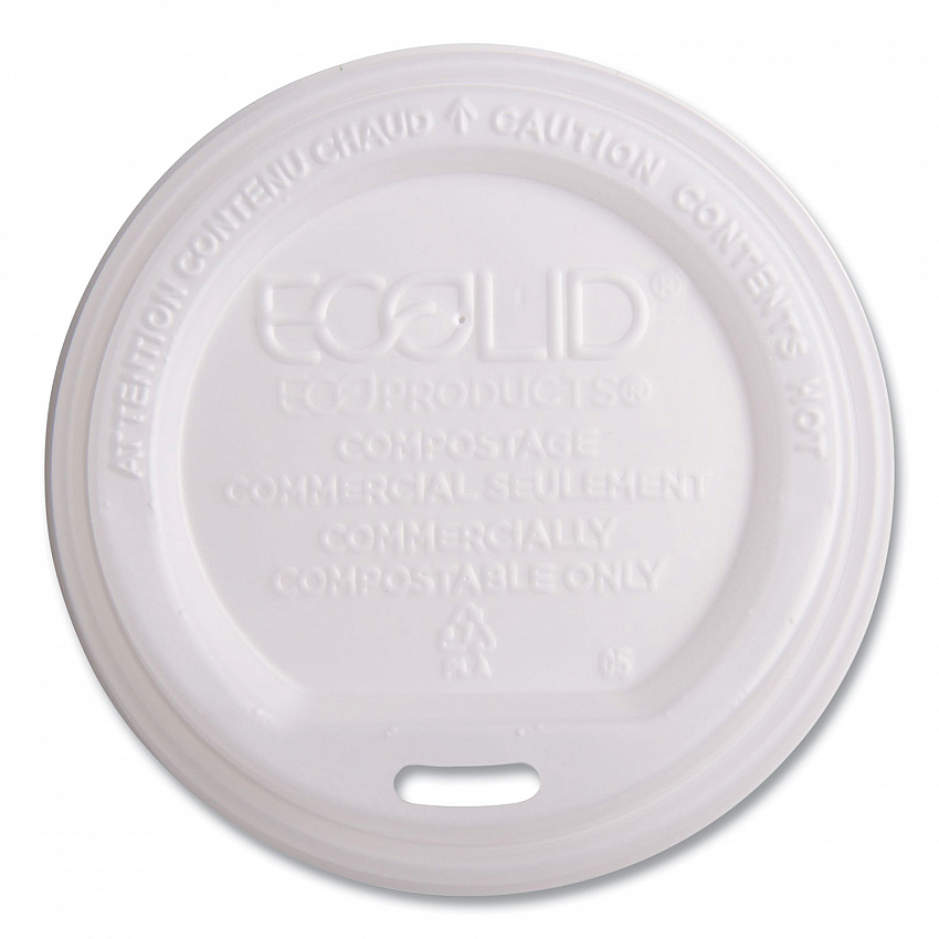 EcoLid Renewable/Compostable Hot Cup Lids, Fits 10 oz to 20 oz Hot Cups, Plastic, White, 50/Pack, 16 Packs/Carton (EPECOLIDW)