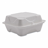 Vanguard Renewable and Compostable Sugarcane Clamshells, 6 x 6 x 3, White, 500/Carton (EPHC6NFA)