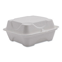 Vanguard Renewable and Compostable Sugarcane Clamshells, 6 x 6 x 3, White, 500/Carton (EPHC6NFA)