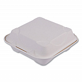 Vanguard Renewable and Compostable Sugarcane Clamshells, 8 x 8 x 3, White, 200/Carton (EPHC81NFA)