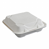 Vanguard Renewable and Compostable Sugarcane Clamshells, 9 x 9 x 3, White, 200/Carton (EPHC91NFA)