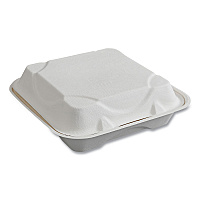 Vanguard Renewable and Compostable Sugarcane Clamshells, 9 x 9 x 3, White, 200/Carton (EPHC91NFA)