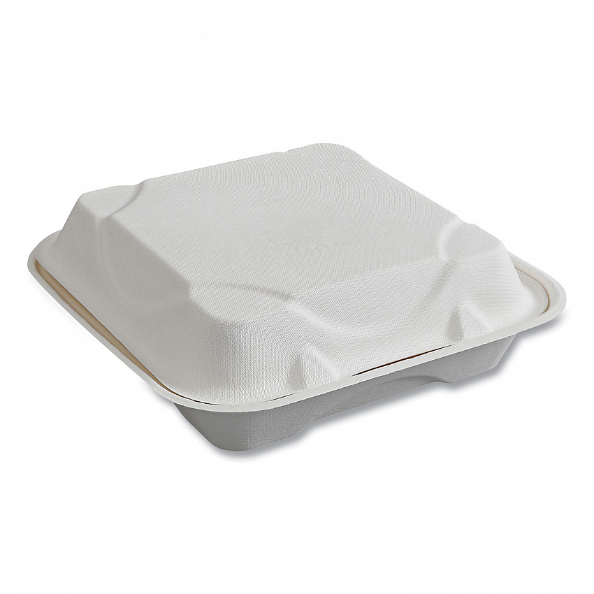 Vanguard Renewable and Compostable Sugarcane Clamshells, 9 x 9 x 3, White, 200/Carton (EPHC91NFA)