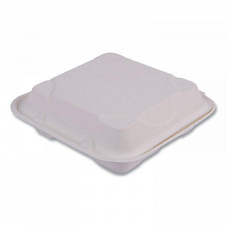 Vanguard Renewable and Compostable Sugarcane Clamshells, 3 Compartments, 9 x 9 x 3, White, 200/Carton (EPHC93NFA)