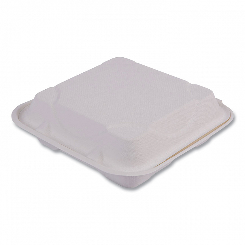 Vanguard Renewable and Compostable Sugarcane Clamshells, 3 Compartments, 9 x 9 x 3, White, 200/Carton (EPHC93NFA)
