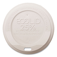EcoLid 25% Recycled Content Hot Cup Lid, Fits 8 oz Hot Cups, Plastic, White, 100/Pack, 10 Packs/Carton (EPHL8WR)