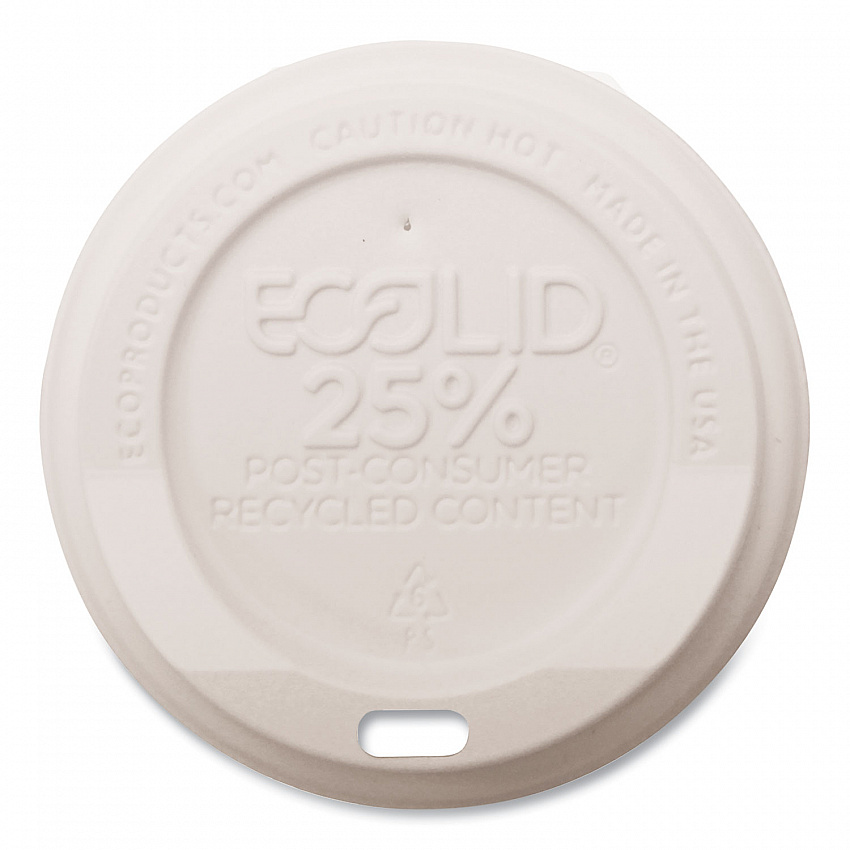 EcoLid 25% Recycled Content Hot Cup Lid, Fits 8 oz Hot Cups, Plastic, White, 100/Pack, 10 Packs/Carton (EPHL8WR)