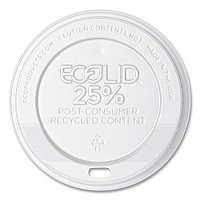 EcoLid 25% Recycled Content Hot Cup Lid, Fits 10 oz to 20 oz Hot Cups, Plastic, White, 100/Pack, 10 Packs/Carton (EPHL16WR)
