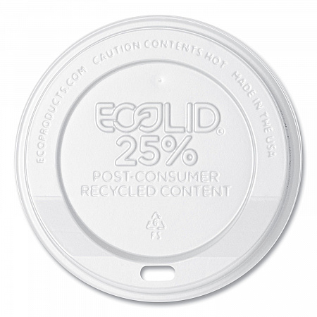 EcoLid 25% Recycled Content Hot Cup Lid, Fits 10 oz to 20 oz Hot Cups, Plastic, White, 100/Pack, 10 Packs/Carton (EPHL16WR)