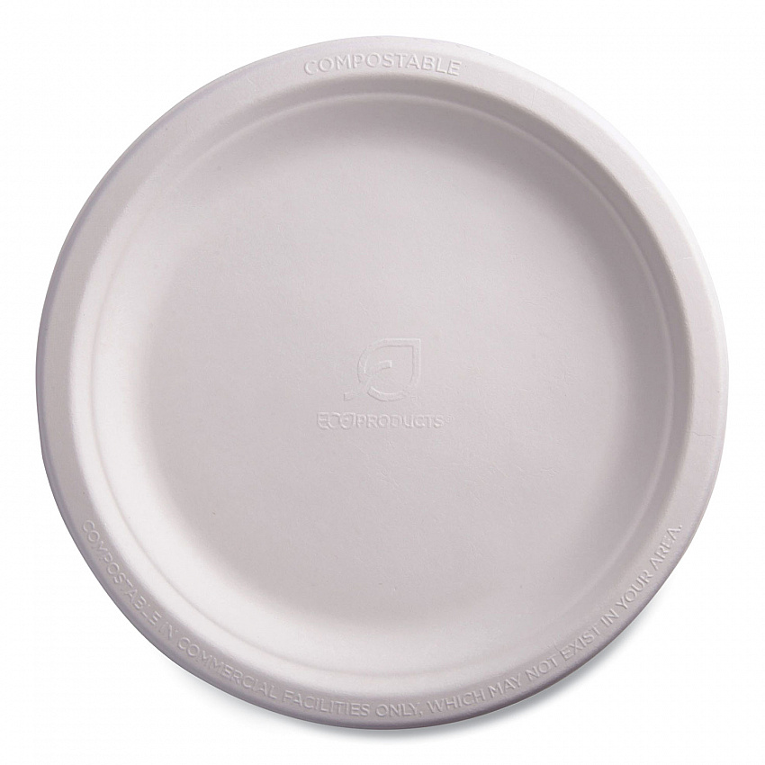 Vanguard Renewable and Compostable Sugarcane Plates, 9" dia, White, 500/Carton (EPP013NFA)