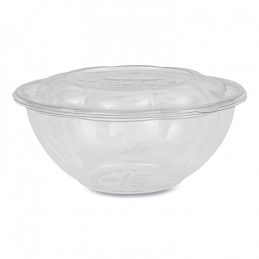Renewable and Compostable Salad Bowls with Lids, 24 oz, Clear, Plastic, 50/Pack, 3 Packs/Carton (EPSB24)