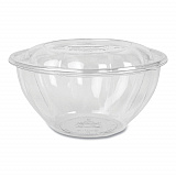Renewable and Compostable Salad Bowls with Lids, 32 oz, Clear, Plastic, 50/Pack, 3 Packs/Carton (EPSB32)
