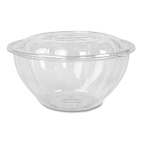Renewable and Compostable Salad Bowls with Lids, 32 oz, Clear, Plastic, 50/Pack, 3 Packs/Carton (EPSB32)