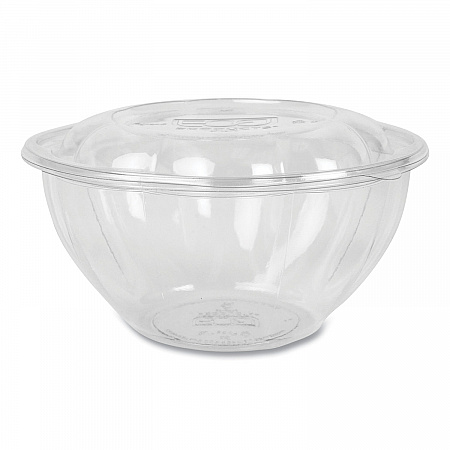 Renewable and Compostable Salad Bowls with Lids, 32 oz, Clear, Plastic, 50/Pack, 3 Packs/Carton (EPSB32)