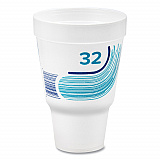 Breeze Hot/Cold Insulated Foam Drinking Cups, Squat Pedestal Cup, 32 oz, Teal/White/Blue, 500/Carton (32AJ32B)