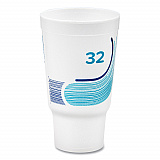 Breeze Hot/Cold Insulated Foam Drinking Cups, Pedestal Cup, 32 oz, Teal/White/Blue, 400/Carton (32AJ20B)
