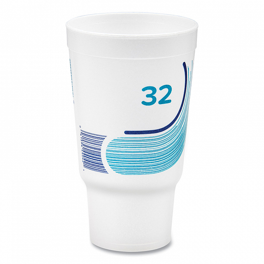 Breeze Hot/Cold Insulated Foam Drinking Cups, Pedestal Cup, 32 oz, Teal/White/Blue, 400/Carton (32AJ20B)