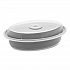 Newspring VERSAtainer Microwavable Containers, Oval, 12 oz, 6.8 x 4.8 x 1.45, Black/Clear, Plastic, 150/Carton (OC12B)