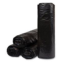 Low-Density Commercial Can Liners, 60 gal, 1.2 mil, 38" x 58", Black, Interleaved Roll, 10 Bags/Roll, 10 Rolls/Carton (ECI385812K)