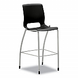 Motivate Four-Leg Cafe Height Stool, Supports Up to 300 lb, 30" Seat Height, Onyx Seat, Onyx Back, Platinum Base (MG5NEONPLAT)