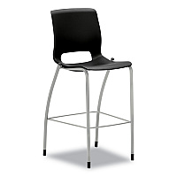 Motivate Four-Leg Cafe Height Stool, Supports Up to 300 lb, 30" Seat Height, Onyx Seat, Onyx Back, Platinum Base (MG5NEONPLAT)