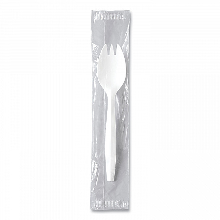 Regal Mediumweight Cutlery, Individually Wrapped, Spork, Plastic, White, 1,000/Carton (MOW60007)