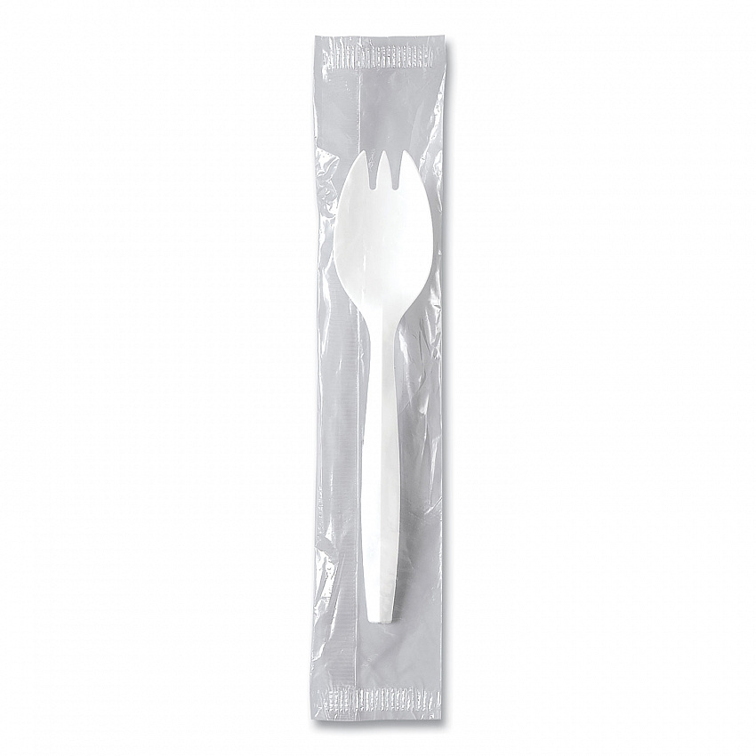 Regal Mediumweight Cutlery, Individually Wrapped, Spork, Plastic, White, 1,000/Carton (MOW60007)
