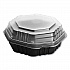 OctaView Hinged-Lid Hot Food Containers, 7.47 x 7.94 x 3.11, Black/Clear, Plastic, 100/Carton (807011PP94)