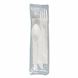 Regal Mediumweight Cutlery Kit, Individually Wrapped, Fork/Knife/Napkin/Spoon, Plastic, White, 250/Carton (MOW9Y0007)