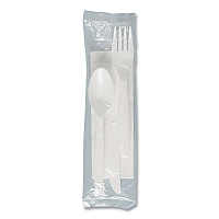 Regal Mediumweight Cutlery Kit, Individually Wrapped, Fork/Knife/Napkin/Spoon, Plastic, White, 250/Carton (MOW9Y0007)
