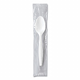 Regal Mediumweight Cutlery, Individually Wrapped, Spoon, Plastic, White, 1,000/Carton (MOW30007)