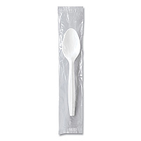 Regal Mediumweight Cutlery, Individually Wrapped, Spoon, Plastic, White, 1,000/Carton (MOW30007)