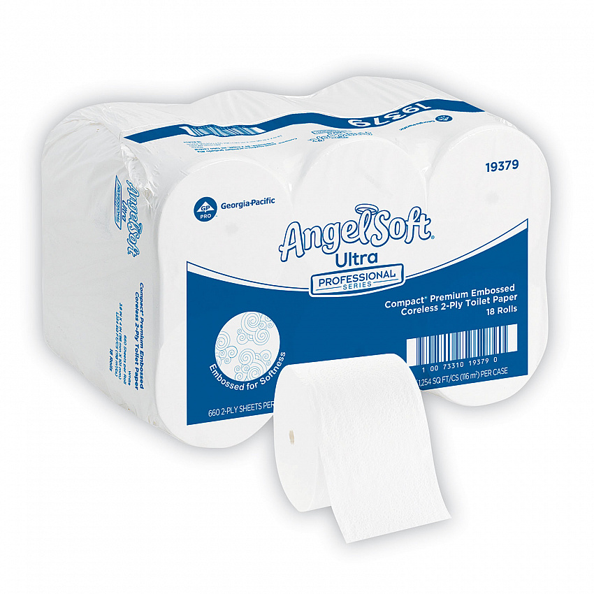 Angel Soft ps Compact Coreless Premium Bathroom Tissue, 2-Ply, White, 660 Sheets/Roll, 18 Rolls/Carton (19379)
