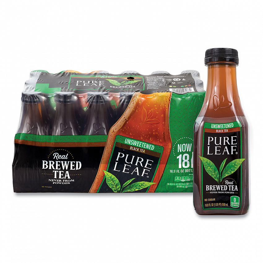Pure Leaf Unsweetened Iced Black Tea, 16.9 oz Bottle, 18/Carton (22002027)