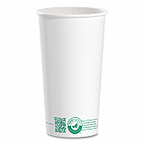 Compostable Paper Hot Cups, ProPlanet Seal, 20 oz, White/Green, 600/Carton (420PLAPLANET)