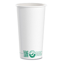 Compostable Paper Hot Cups, ProPlanet Seal, 20 oz, White/Green, 600/Carton (420PLAPLANET)
