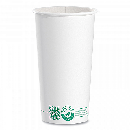 Compostable Paper Hot Cups, ProPlanet Seal, 20 oz, White/Green, 600/Carton (420PLAPLANET)
