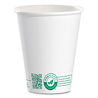 Compostable Paper Hot Cups, ProPlanet Seal, 8 oz, White/Green, 1,000/Carton (378PLAPLANET)