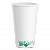 Compostable Paper Hot Cups, ProPlanet Seal, 16 oz, White/Green, 1,000/Carton (316PLAPLANET)
