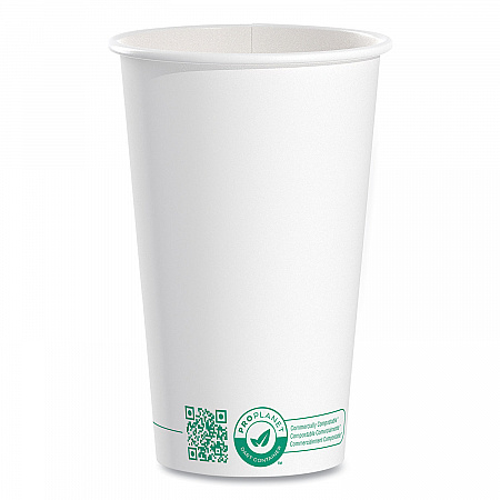 Compostable Paper Hot Cups, ProPlanet Seal, 16 oz, White/Green, 1,000/Carton (316PLAPLANET)