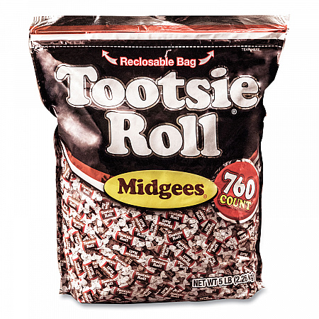 Midgees, Chocolate, 5 lb Bag, 760 Pieces (SN884580)