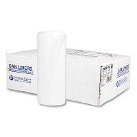 High-Density Commercial Can Liners, 60 gal, 17 mic, 38" x 60", Clear, Interleaved Roll, 25 Bags/Roll, 8 Rolls/Carton (S386017N)
