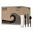 Four-Piece Cutlery Kit, Heavyweight, Fork/Knife/Napkin/Spoon, Plastic, Black, 250/Carton (FKTNHWPSBLA)