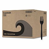 Heavyweight Wrapped Polypropylene Cutlery, Fork, Plastic, Black, 1,000/Carton (FORKHWPPBIW)