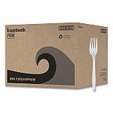 Heavyweight Wrapped Polypropylene Cutlery, Fork, Plastic, White, 1,000/Carton (FORKHWPPWIW)